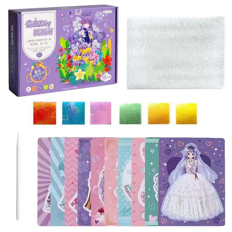 Princesa DIY Poke Kit de pintura para crianças, livro de adesivos dos sonhos das meninas, brinquedos Montessori infantis, feitos à mão, cutucar