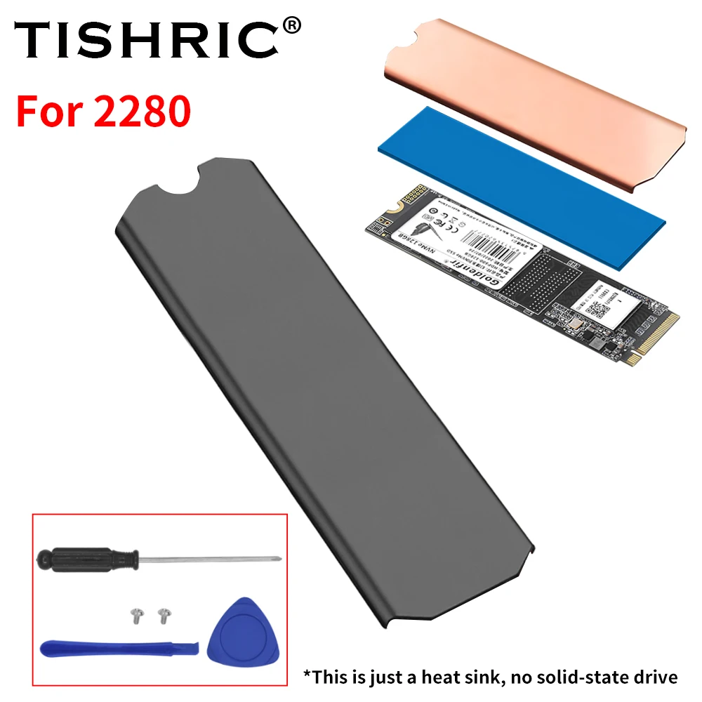 TISHRIC SSD M2 المبرد المبرد برودة التبريد المبرد الألومنيوم 2280 SSD بالوعة الحرارة مع وسادة حرارية ل M.2 NVME NGFF 2280 SSD