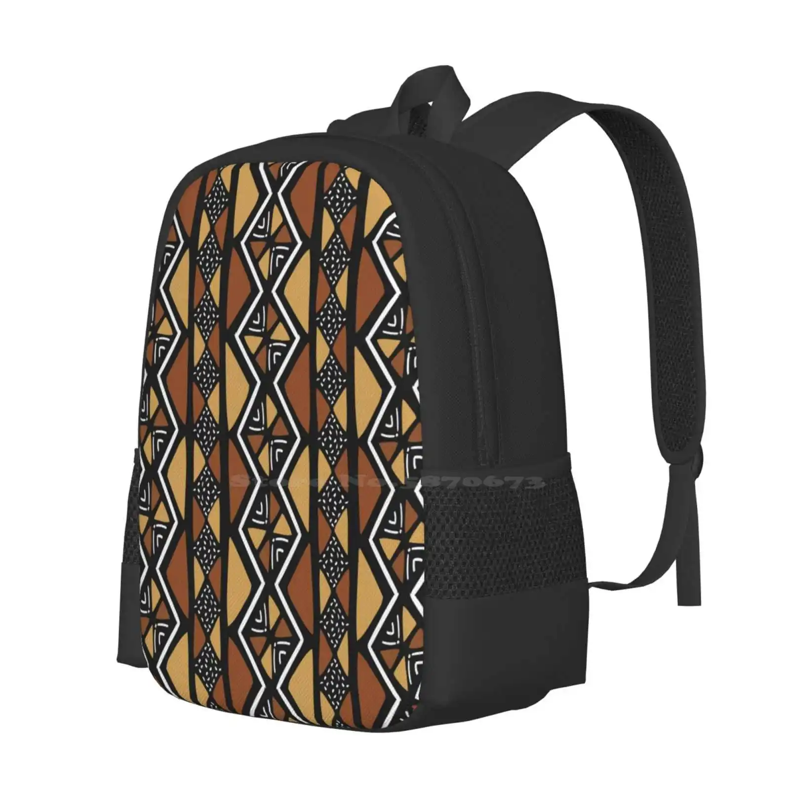 African Mud Cloth Mali New Arrivals Unisex Bags Student Bag Backpack Mudcloth Mud Cloth African Tribal Ethnic Traditional