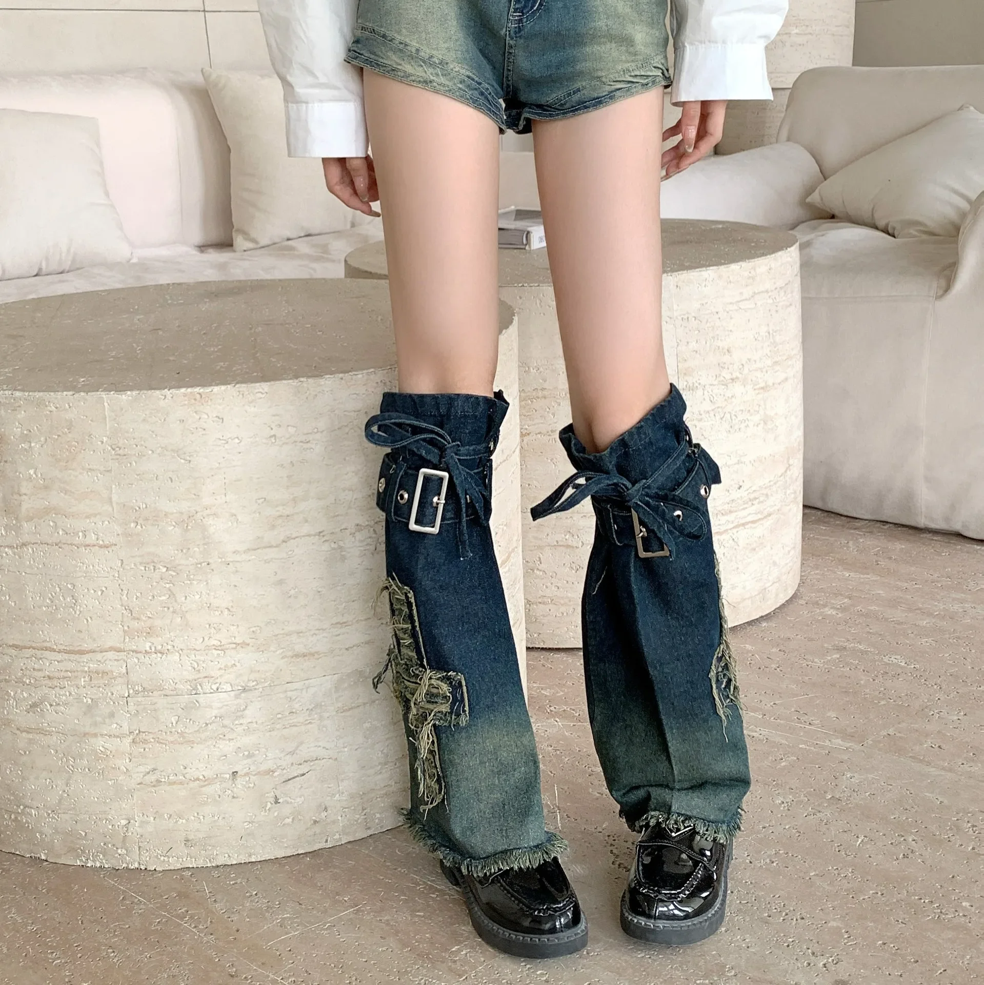 Subculture Cowboy Personality Y2k Leg Covers Female Wide Leg Pile Pile Socks Look Slim Millenial Spice Girl Style Leg Warmers
