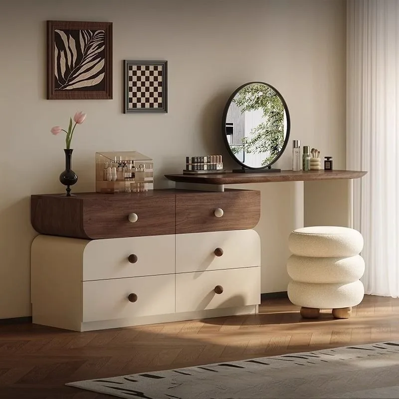 

Cream wind makeup stool ins Internet celebrity dressing stool chair home modern bedroom dresser stool eco-friendly solid wood