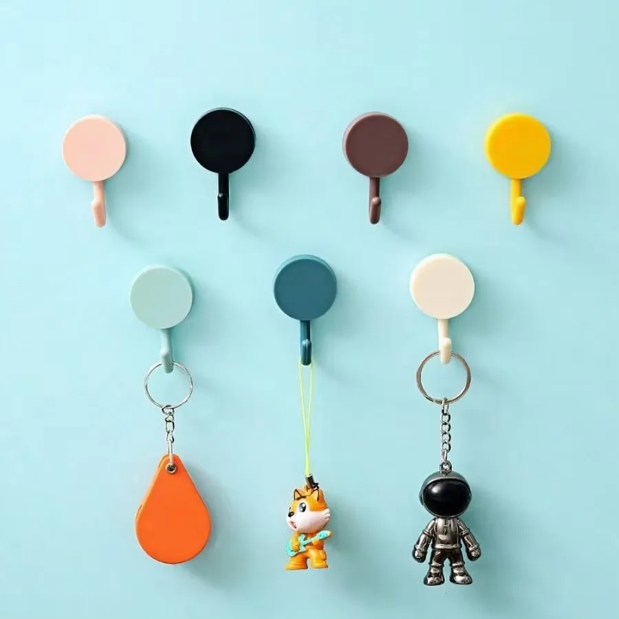 10/20pcs Self-adhesive wall hook,no need for drilling,suitable for hanging keys, clothes, bags, towels,kitchenware,random colors