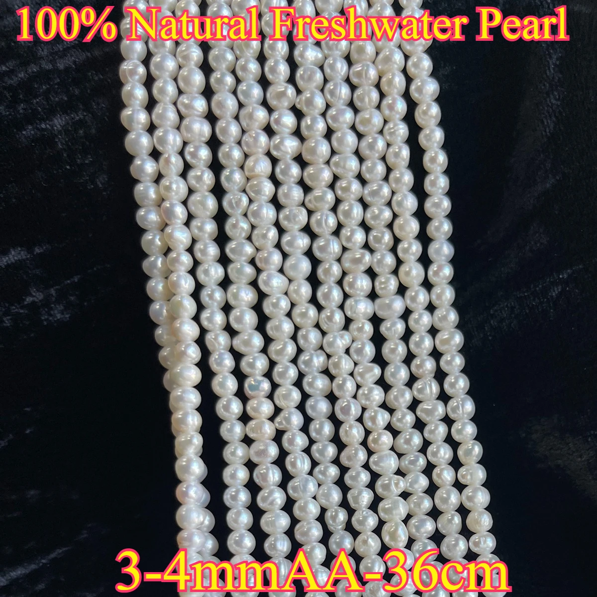 

3-4mmAA Smooth Natural Freshwater Small Near Round White Pearl Spacer Bead Jewelry Make DIY Necklace Bracelet Women Gift Wedding