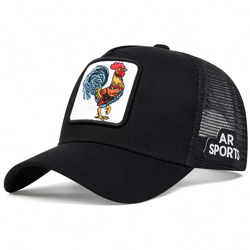 Spring New Animal Embroidery Net Rooster Hat Male and Female Animal Baseball Hat Street Dance Hip Hop Duck Tongue Hat