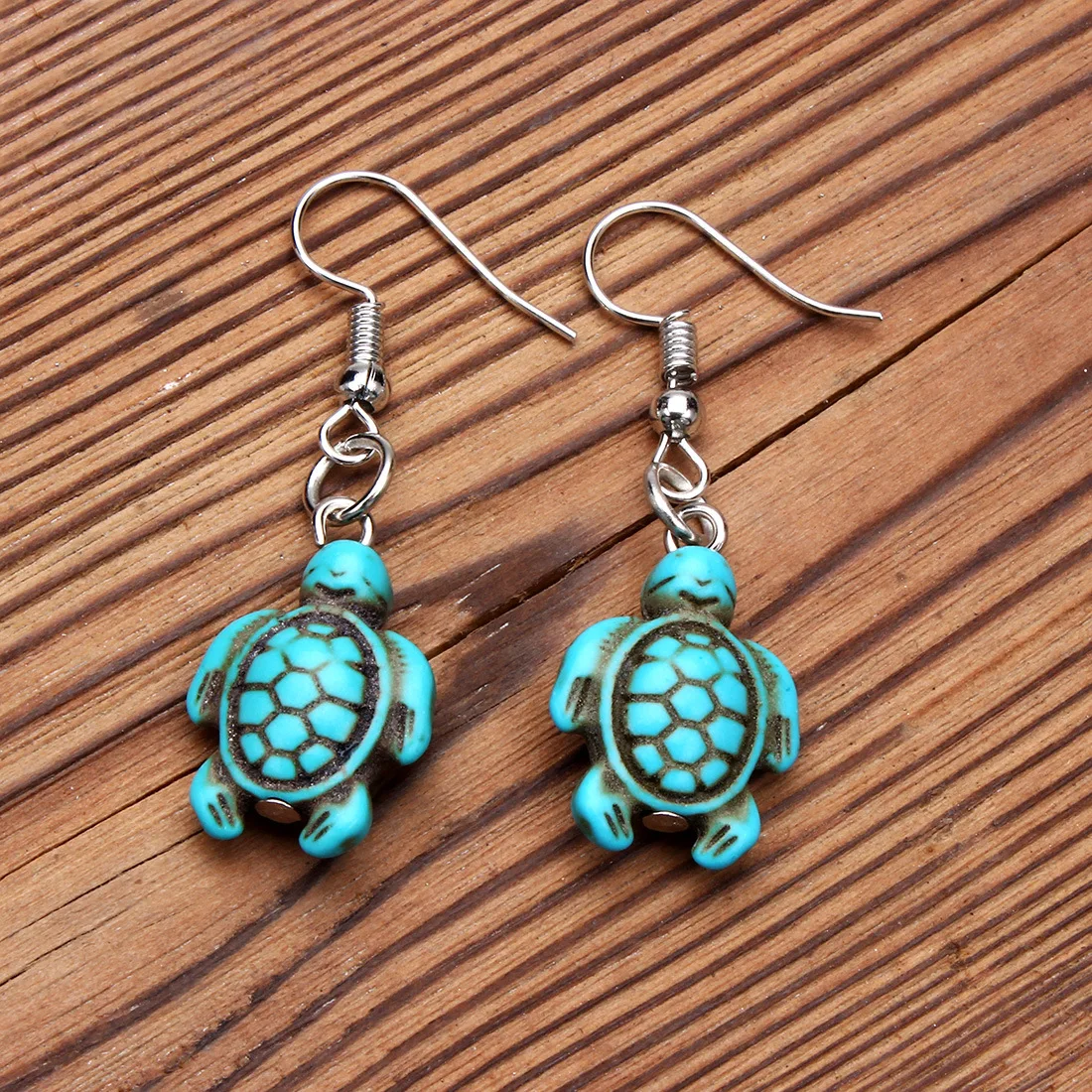 12pairs Boho Ethnic Wind Sea Turtle Ear Hook Earrings Jewelry Seaside Travel Tortoise Resin Ear Beach Accessories