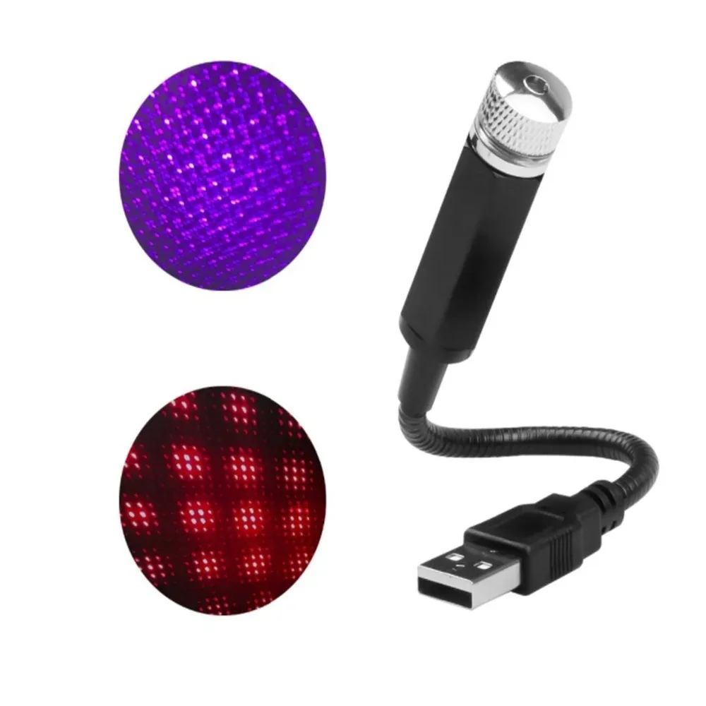 

USB Car Welcome Light with Starry Sky Projection Red Purple Blue LED Atmosphere Lamp for Vehicle