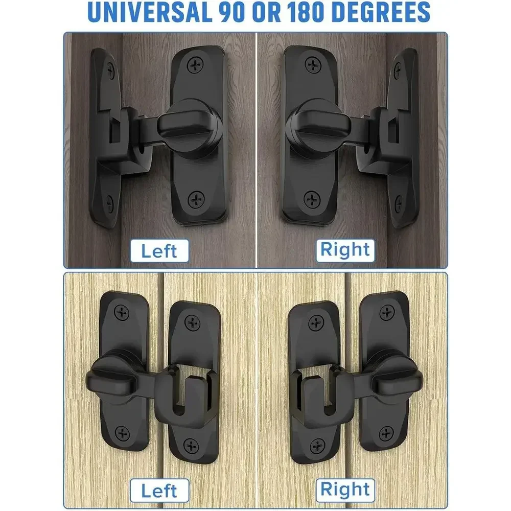 90/180 Degree Flip Barn Door Lock, Protect Privacy - Security Sliding Door Latch, Small Gate Latches Hardware for Barn, Garden, view 6