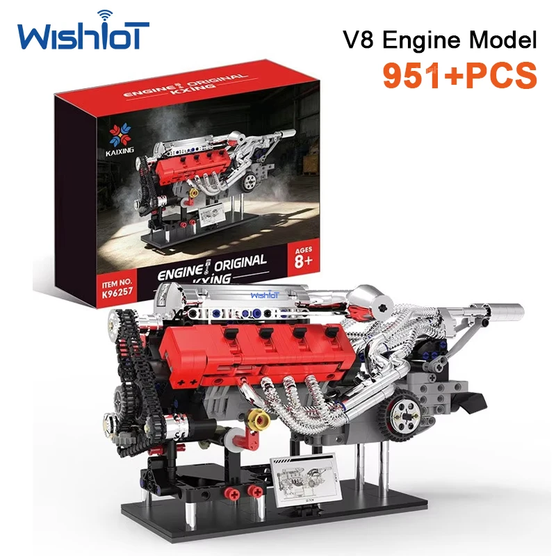 

K96257 951pcs Mechanical Engine Building Blocks Model Kit V8 Motor Technical Bricks Educational Creative Assembly Toys Gift