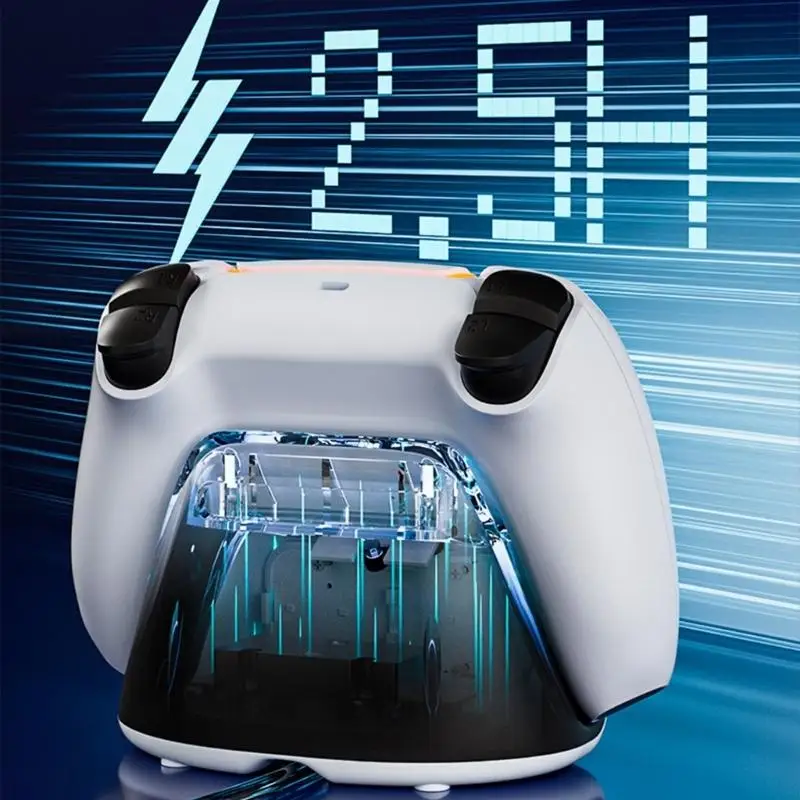 R53C Gamepad Charging Stand مع عرض الوقت على مدار الساعة ومراقبة وحدة تحكم الشحن