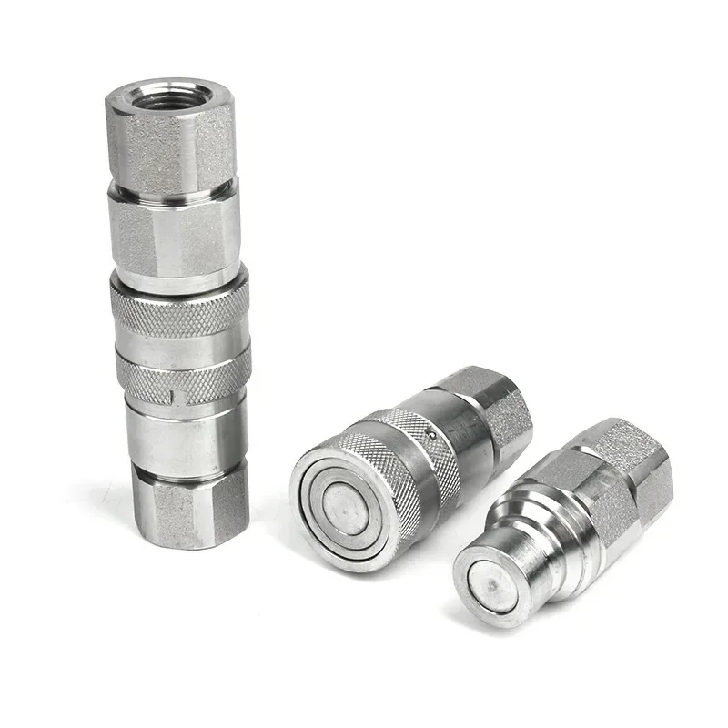 FF 1/2 BSP NPT ISO16028 Flat Face Hydraulic Quick Connect Coupler / Fitting For Agriculture Industry