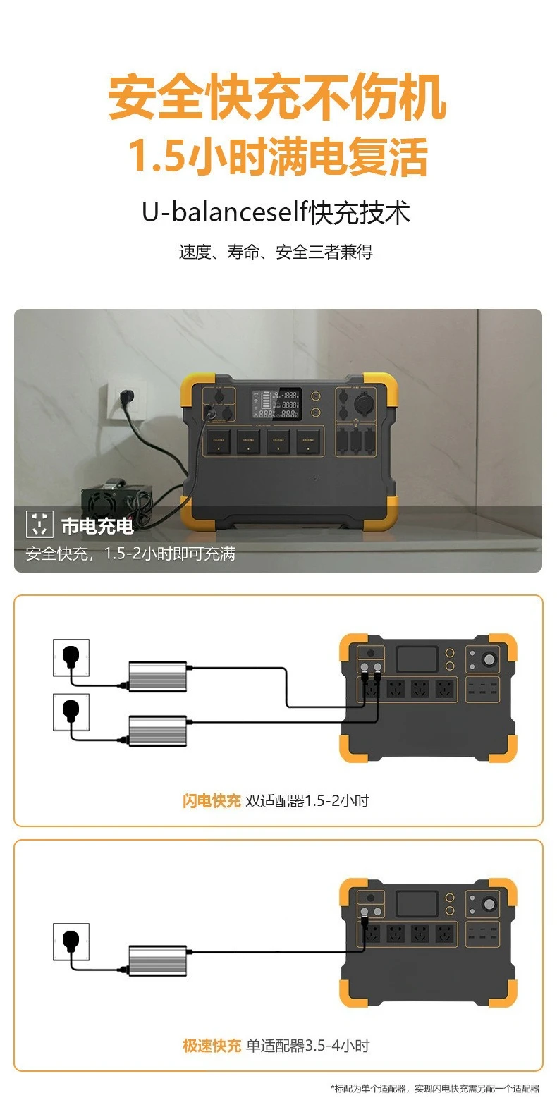 220V outdoor power supply 2000W high power and large capacity outdoor camping RV self-driving lithium iron phosphate