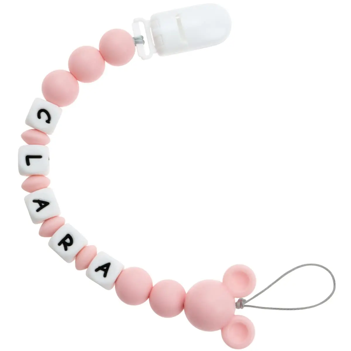 Custom Charming Pink Mouse Themed Personalized Pacifier Clip Cute & Unique