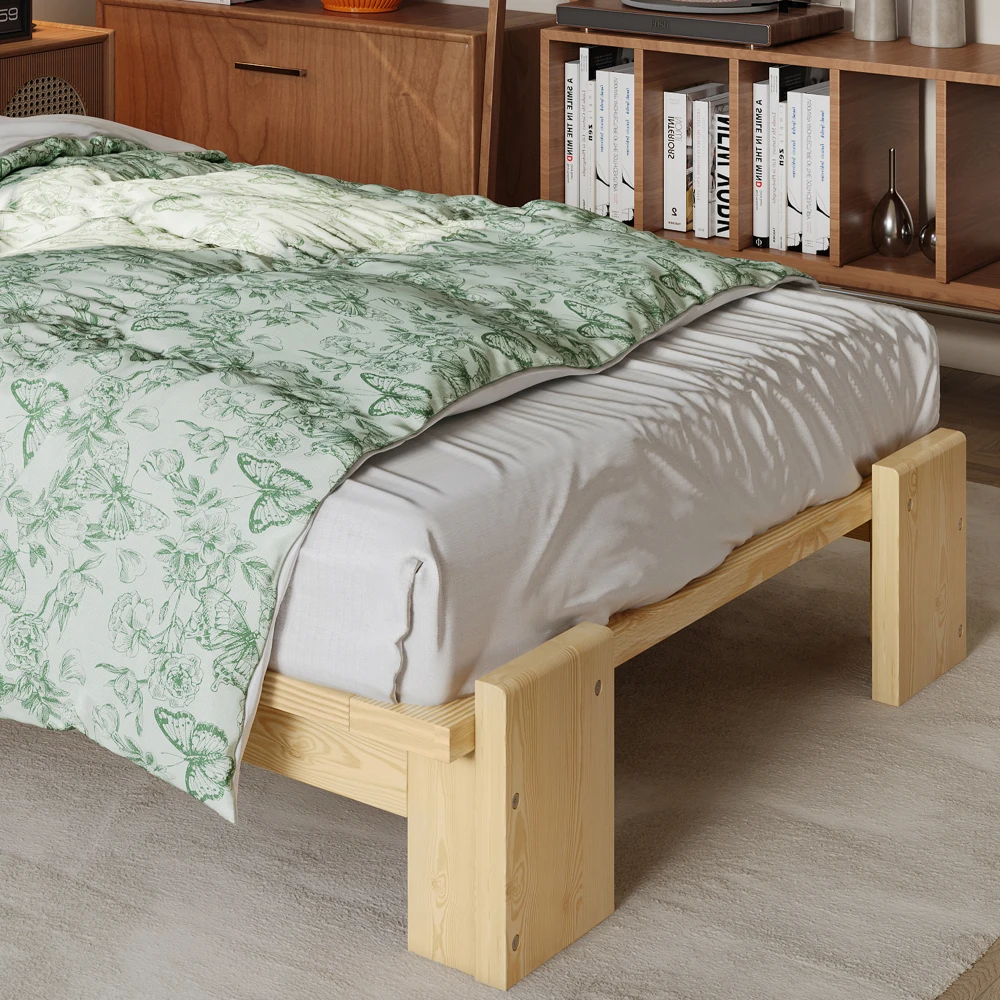 PINGGO Samtbezogenes Einzelbett für Kinder, weiche Rückenlehne, stabiler Rahmen, 90 x 200 cm, Bettgestell aus Kiefernholz, Schaumstoff und Sperrholz, ohne Matratze – Detail 16