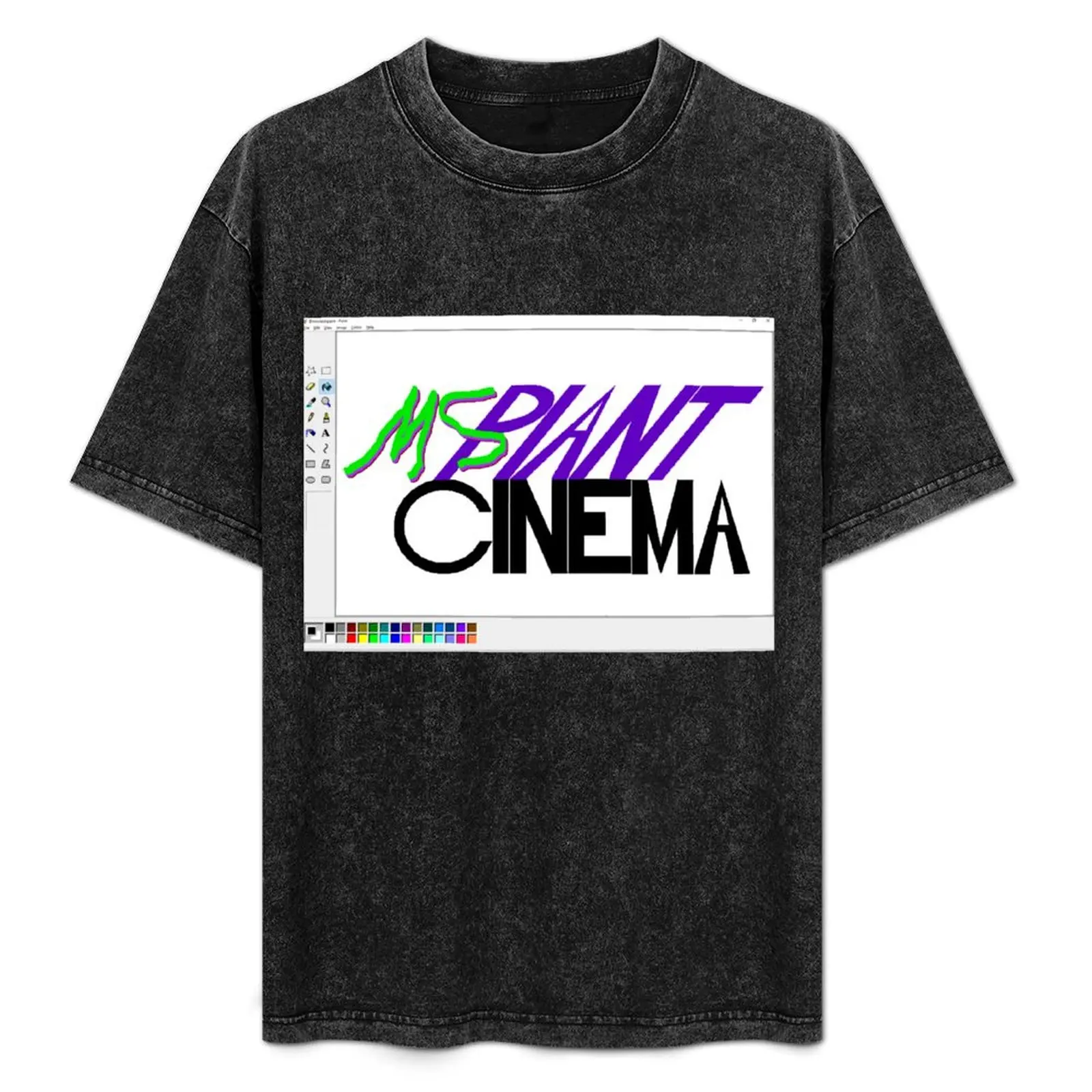 

MS Paint Cinema Logo - with Border T-Shirt Big Size Short Sleeve Casual Top