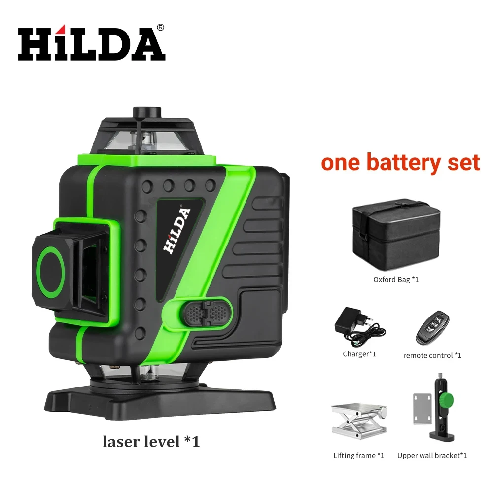 

HILDA 3D/4D 12/16 Lines Laser Level Level Self-Leveling 360 Horizontal And Vertical Cross Super Powerful Green Laser Level