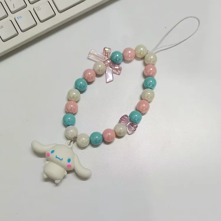 Sanrio Kuromi Hello Kitty Y2K Key Chain Diy Phone Case Pendant Cartoon Figure Beaded Ornament Accessory Girls Backpack Pendant