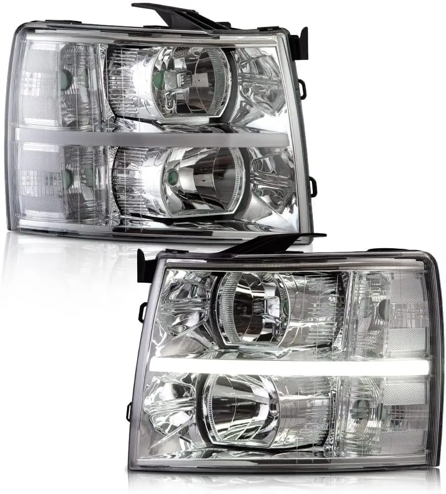 

Светодиодная фара, совместимая с Chevy Silverado 1500 2007-2013/совместимая с Silverado 2500 3500 и HD 2007-2014 Chrome Hous