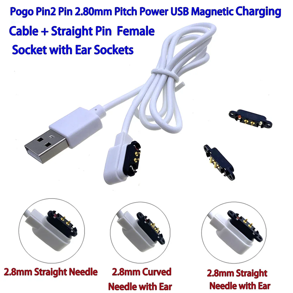 1/3/5/10 Pairs 1 A Magnetic Pogo Pin Connector 2 Pin Pogopin Male Female 2.8 MM Spacing Spring Loaded DC Power USB Type-C Cable