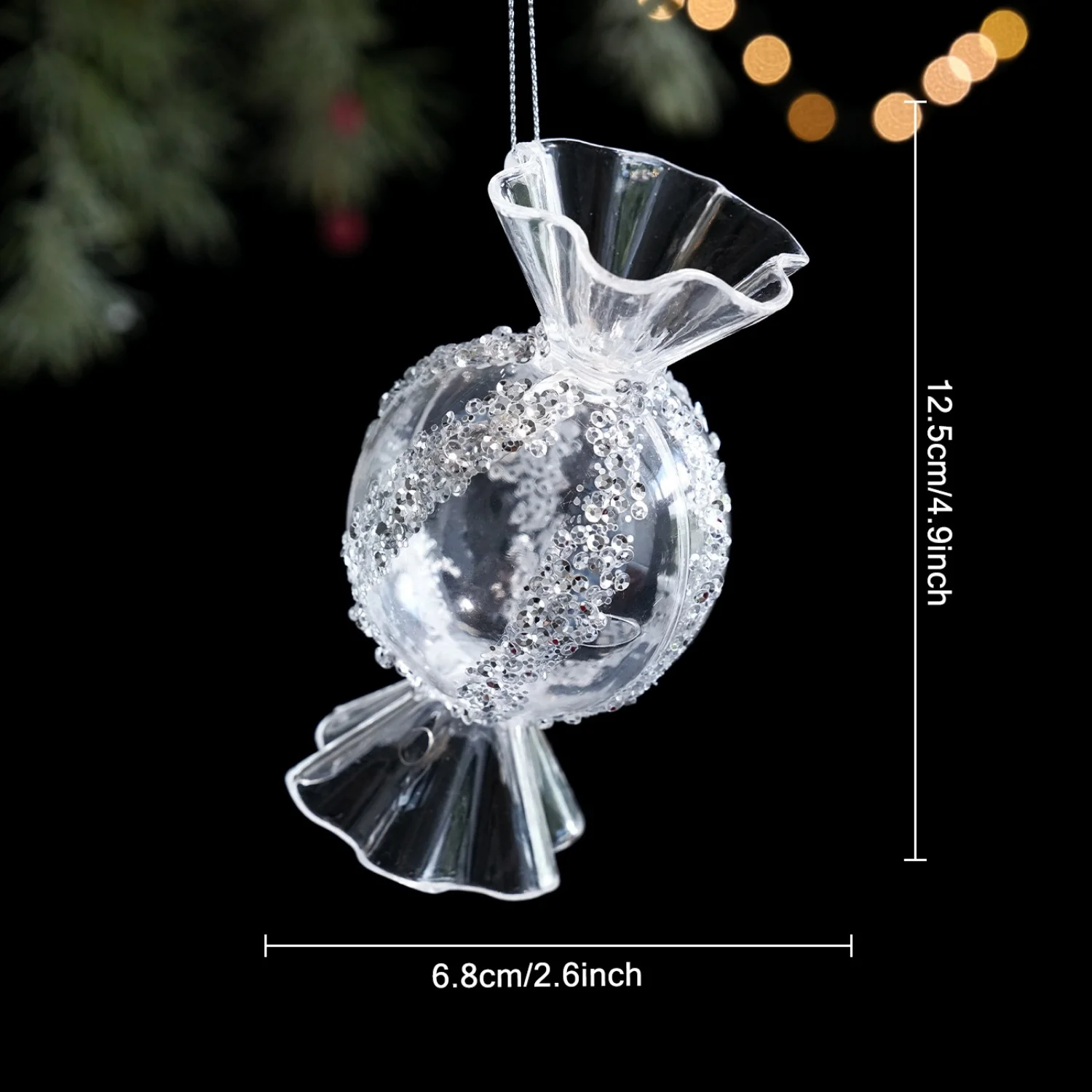 Acrylic Christmas Candy Pine Cone Ornament Crystal Clear Icicle Christmas Tree Pendants Holiday Winter Party Hanging Ornament