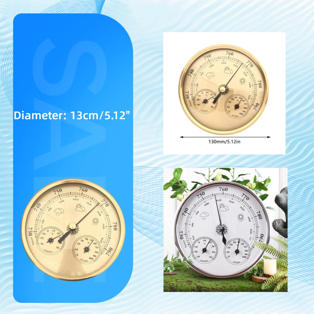 

130mm 3-in-1 Temperature Humidity Recorder Thermometer Hygrometer Barometer Weather Station Instrument