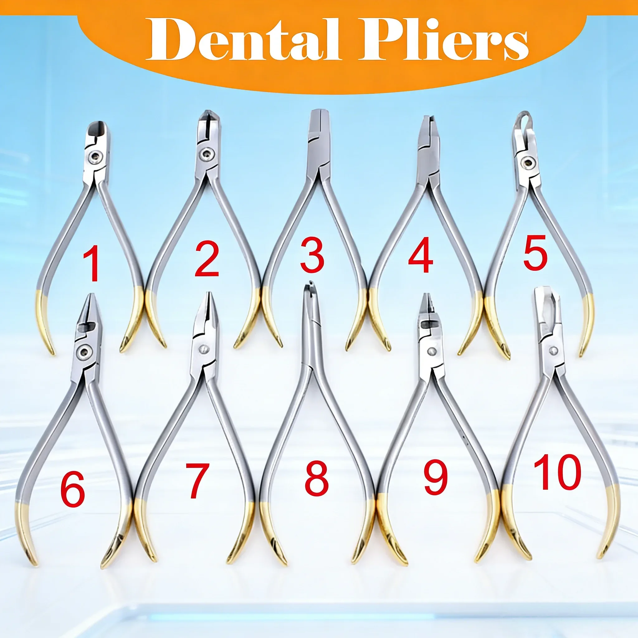 

Dental Orthodontic Instruments Set Lingual Wire NiTi Cinch Back Plier Needle Holder End Cutting Pliers