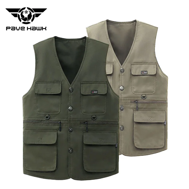 

Spring Autumn Pure Cotton Vest Men Multi-Pocket Wear Resistant Breathable Large Size Tank Top Outdoor Photography Fishing Vests