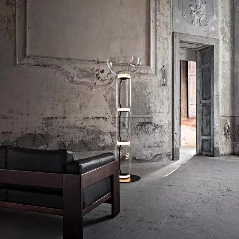 Lámpara de mesa con diseño de tubo de vidrio transparente, túnel ajustable de lujo, luz moderna, accesorios de iluminación decorativos para el suelo de la sala de estar.