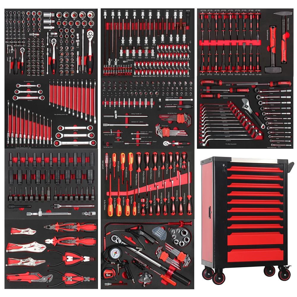Professional 10 Drawers 532pcs Roller Tool Sets Box Storage Tool Trolley/ Chest/ Cabinet / Cart