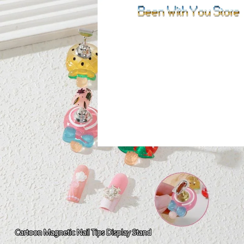 Bandeja de frutas e morango fofa, xadrez, pontas magnéticas de unhas, expositor de acrílico, suporte para unhas, prática de esmalte em gel, exibição de unhas falsas