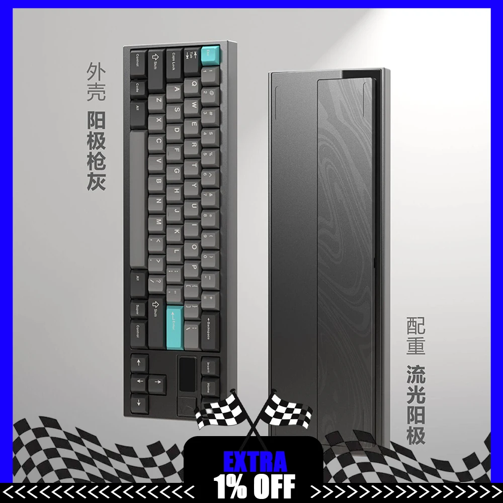 

QUER Vela70 R2 Mechanical Keyboard Kit Tri Mode Wireless Keyboard Kit GASKET Hot Swap Screen Aluminum Keyboards PC Accessories