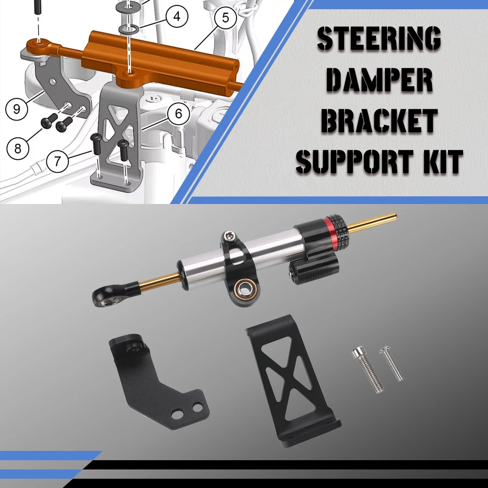 

2023 2024 Steering Damper PA1250 Mount Bracket Support Kit Motorcycle Stabilizer For Pan America PA RA 1250 S 2021 2022 RA1250