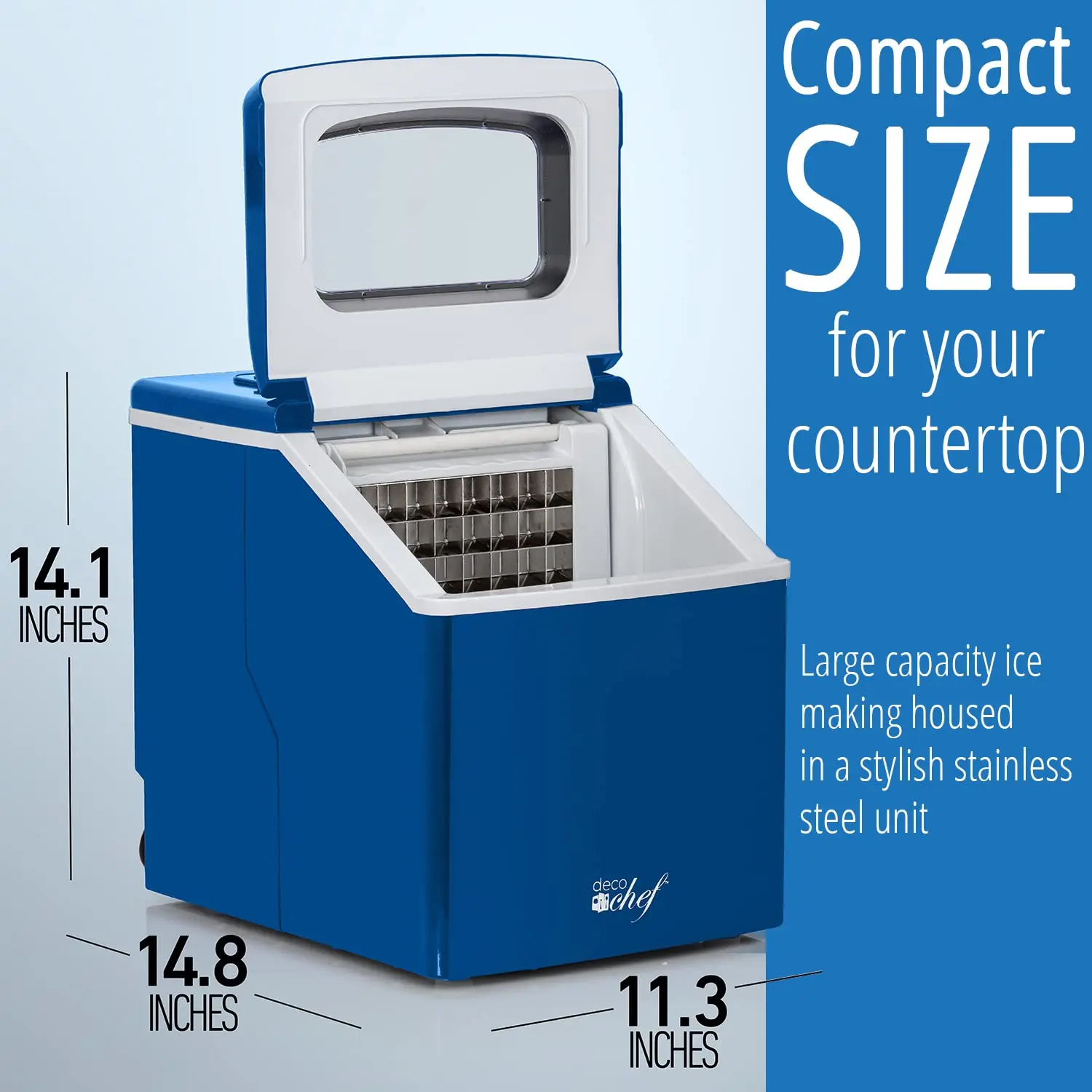 Ice Maker,40LB/24H, 24 Full Cubes 15 Minutes, Adjustable Size, Digital Control And Timer, Self-Cleaning, BlueIce Maker Machine