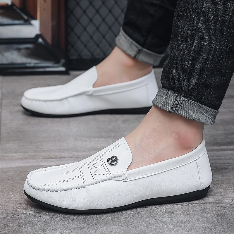 Men Casual Shoes Genuine Leather Luxury Brand Men Loafers Italian Moccasins Breathable Slip on Men Driving Shoes Chaussure Homme