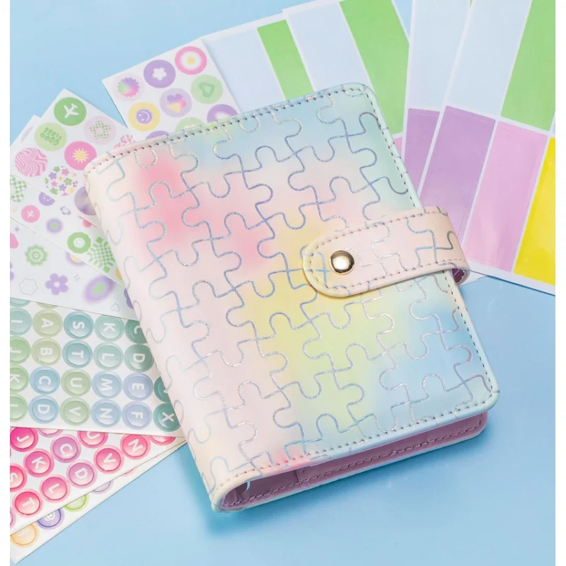 New A7 Candy Color 6 Ring Binder PU Notebook Carry-on Budget Book Leather Binder Notebook Cover Journal Kawaii Stationery