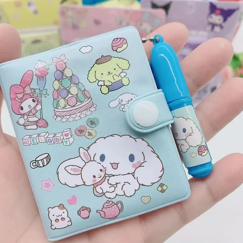 Imagem -04 - Sanrio Mini Cartoon Hand Ledger Kuromi Button Book Cute Kitty Writing Book com Pen Case Escola Papelaria Presente Atacado 24 Pcs