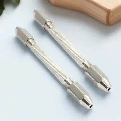 

2pcs Drill Watch Pin Vise Double Ended Repair Tool Kit Hexagonal Brass Silver Watch Repair Tools