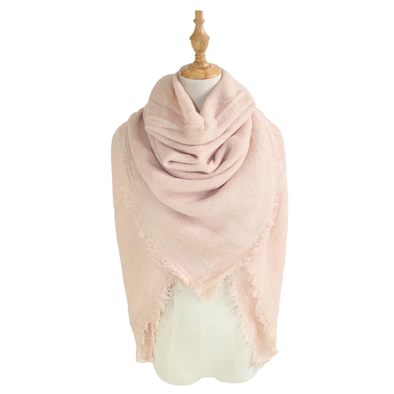 140cm Square Soft Women Scarf Solid Color Winter Warm Shawl Hijabs Blanket Wrap Pashmina Neckerchief Echarpe Bufanda Scarves