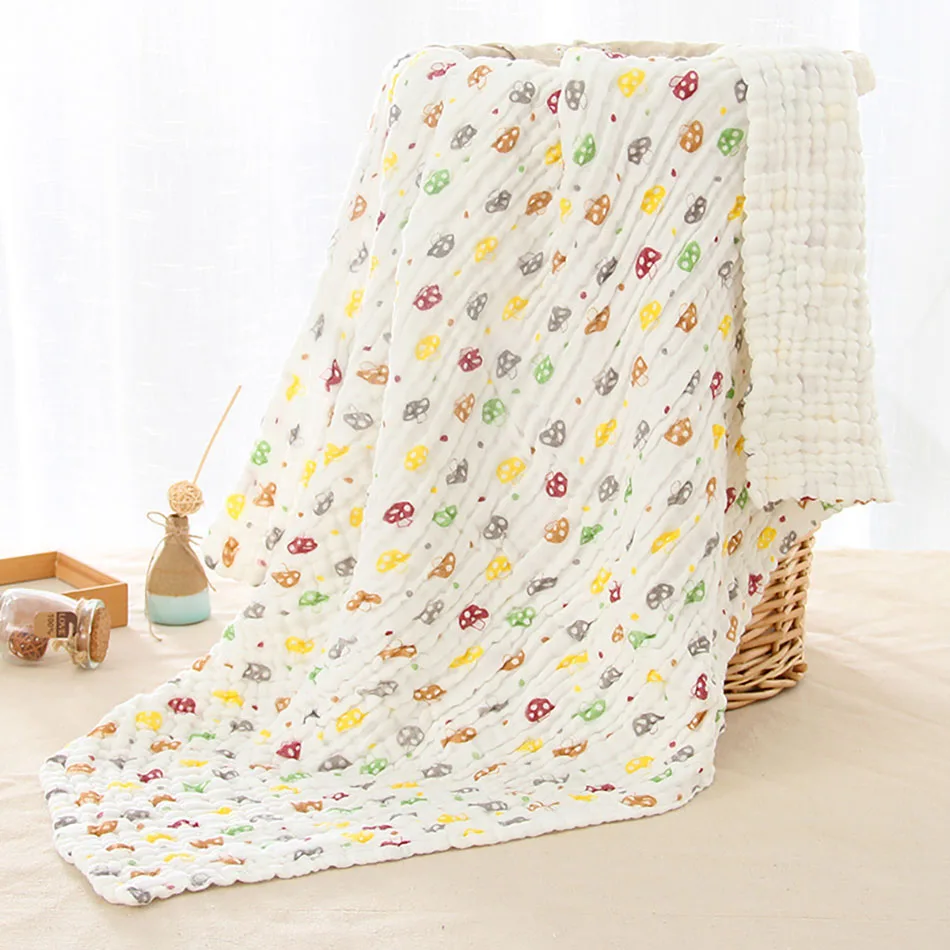 

Thicken and Plush 6 Layer Cotton Muslin Baby Blankets Ultra Soft for Newborns Great Sitable Air Conditioning Rooms and Snuggling