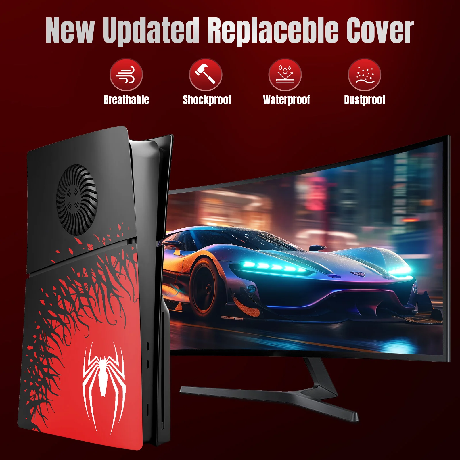 New Custom Separated Slim Console Cover Plates Shell Skin Accessories for PS5 Playstation 5 Slim Disc Edition with Cooling Vents
