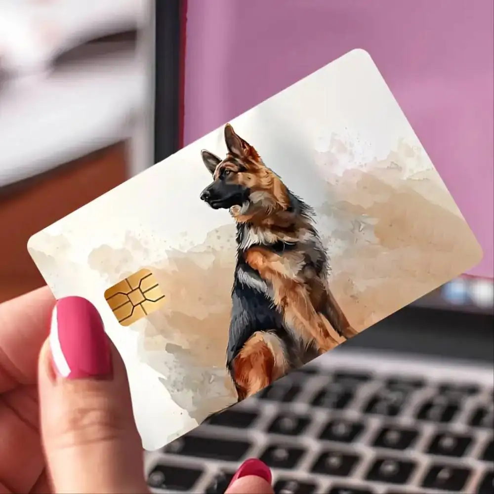 German Shepherd Credit Card Sticker Matte Anti Fingerprint PVC Privacy Artistic Decal Perfect Fit Small Chip Credit Debit Cards