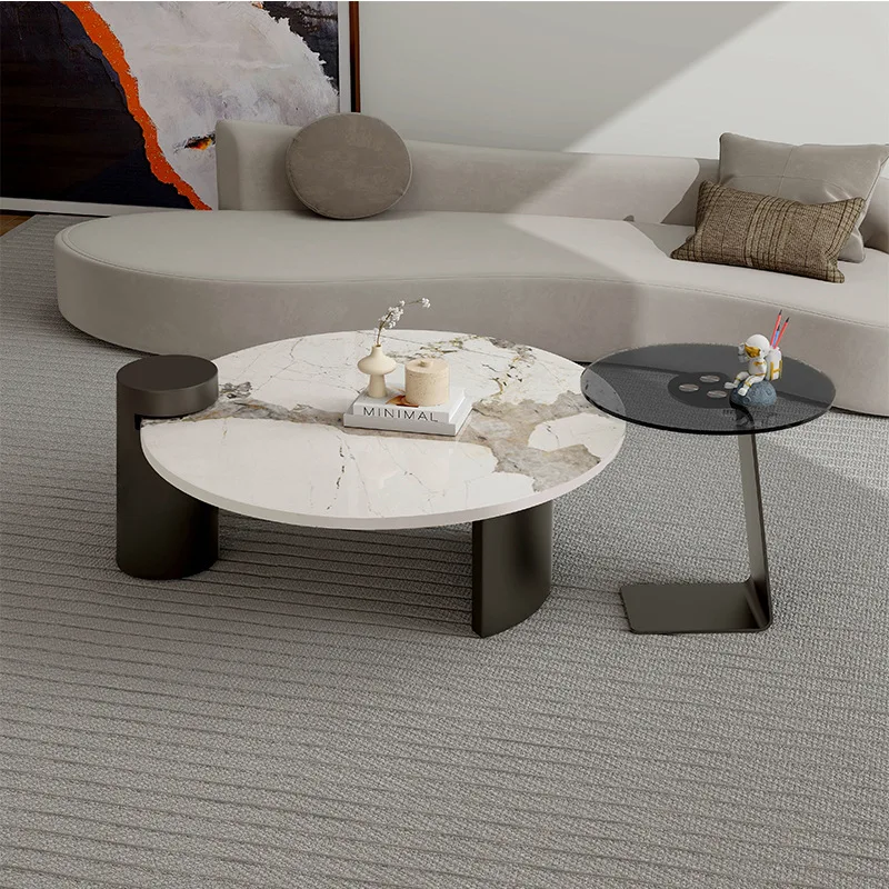 AOLIVIYA Tea Coffee Table Nightstand Storage Rack Sofa Corner Side End Stand Pandora Slate Round 2024 Italian Home