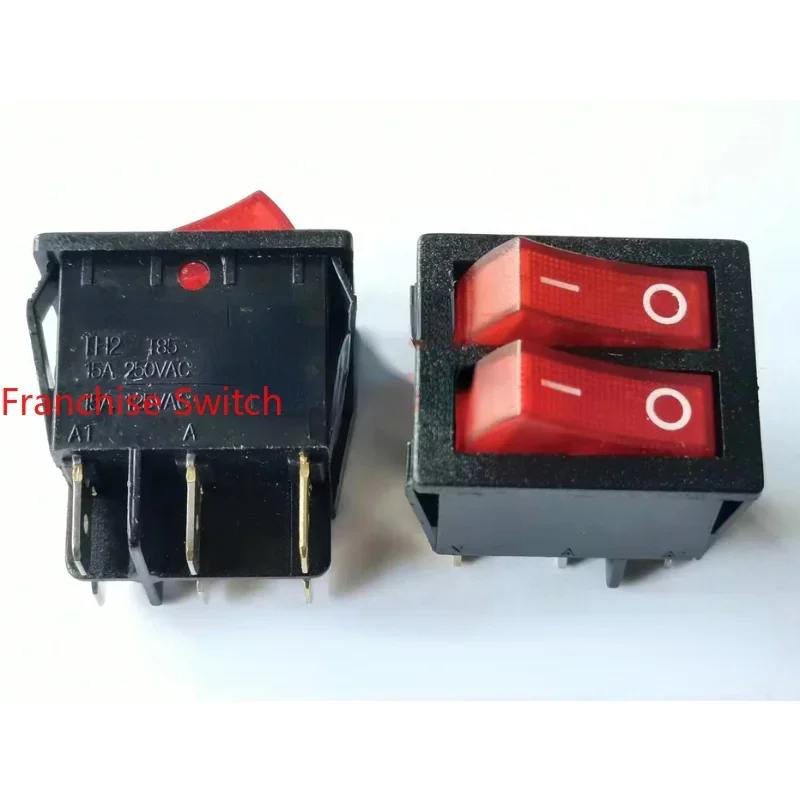 

10PCS Ship-type Switch Rocker 6 Feet 2 Gears Dual Red O-with Light Cut-out 22*28