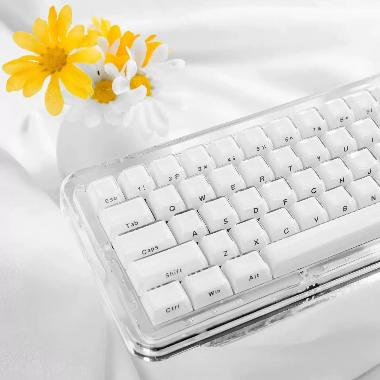 

Колпачки для клавиш Magic Wave White Jello Crystal Clear для ПК, 136-клавишные колпачки для клавиш из АБС-пластика с двойной подсветкой и боковой подсветкой, профиль ASA для переключателей MX, клавиатуры