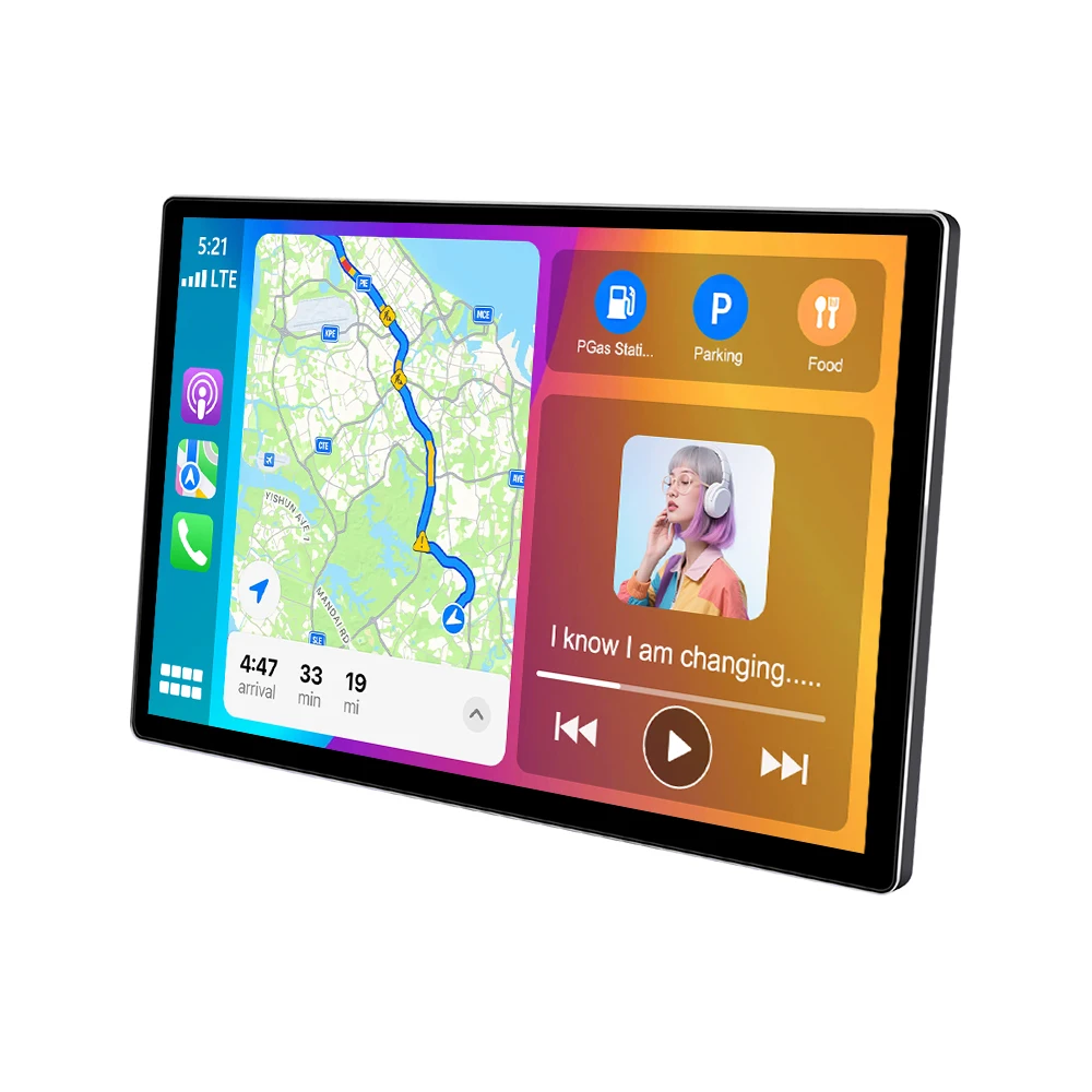 Podofo 13 Zoll 8-Kern Android Autoradio Stereo 2K HD Touchscreen 4GB 64GB GPS-Navigation Universeller Auto-Multimedia-Player Kabelloses Carplay Android Auto DSP-Audioverarbeitung mit 9/10 Zoll