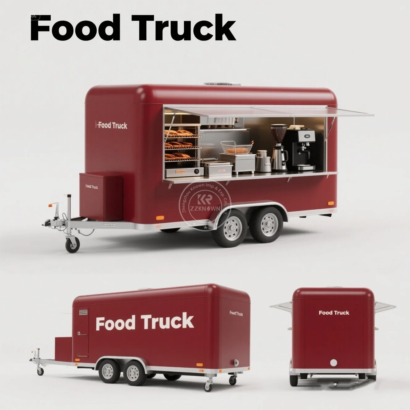 

Высококачественный пищевой грузовик с полной кухонной концессией прицепа для барбекю с крыльцом, полностью оборудованный на заказ пищевой грузовик