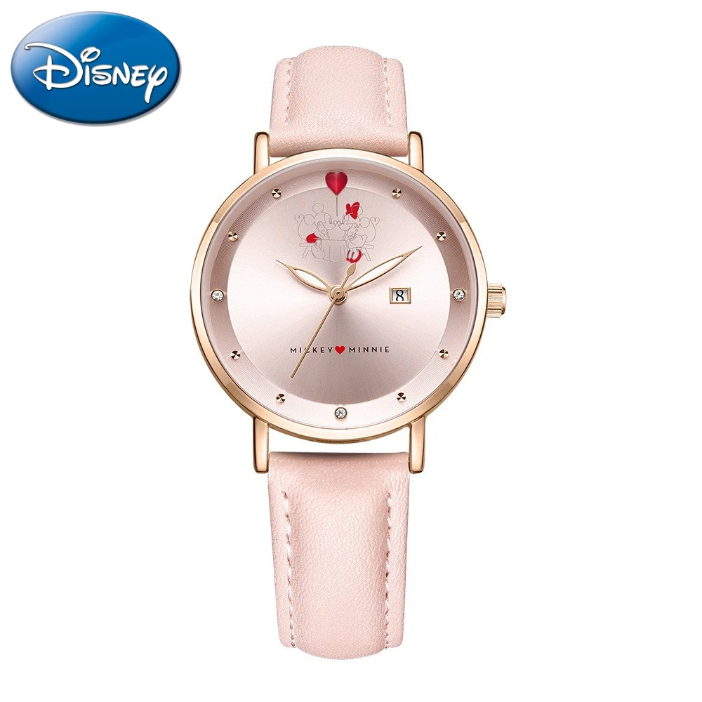 Disney Gift With Box Calendar Belt Fashion Trend Quartz Minnie Love Student Women\'s Watch Clock Relogio Masculino