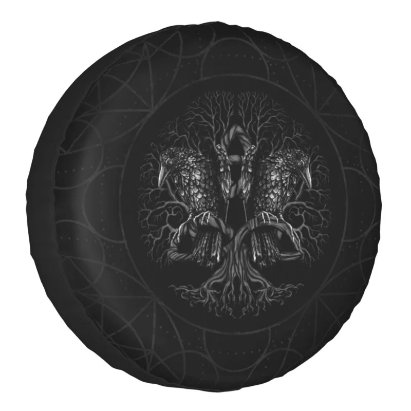 Viking Tree Of Life With Ravens Spare Tire Cover for Jeep Hummer Custom Vikings Valhalla Car Wheel Covers