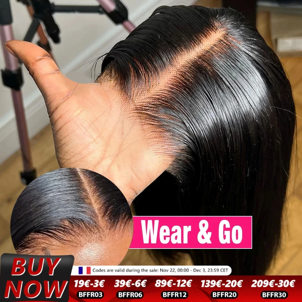 Miniask Brazilian Glueless Lace Closure Wig Natural Hair Straight 5X5 6X4 Wear Matches Go 9X6 7X5 Pre-Plucked Hairline Wig