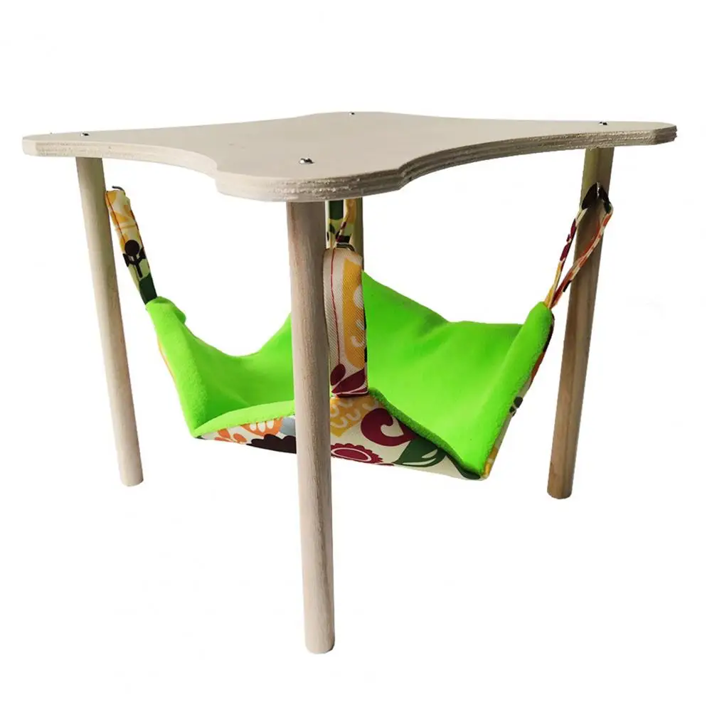 Machine Washable Pet Toy Small Pet Hammock Toy with Durable Wooden Stand for Birds Guinea Pigs for Chinchillas