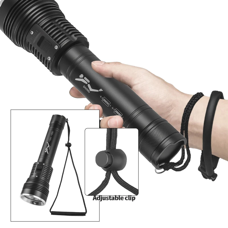 Powerful LED Flashlight 18650/26650 Torch With Side Light 7 Modes Camping Fishing Lantern USB Rechargeable Zoom Lamp